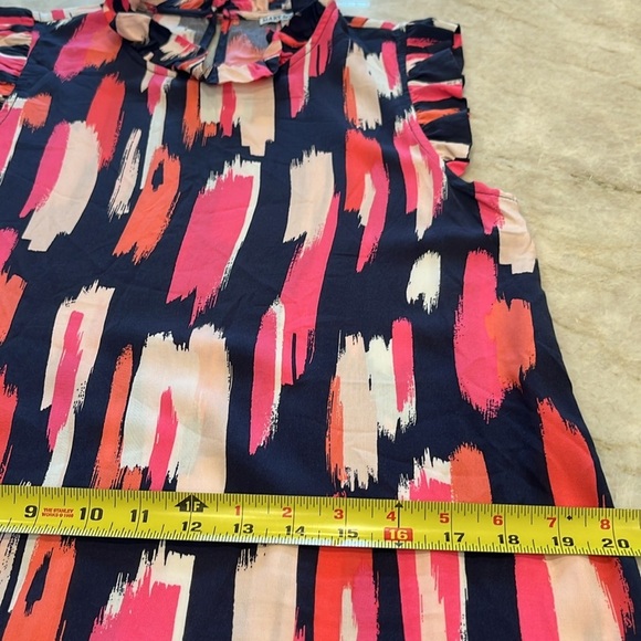 Mary Square‎ Sleeveless Shift Dress | Pink, White, Navy Abstract Design | Small - Picture 7 of 11
